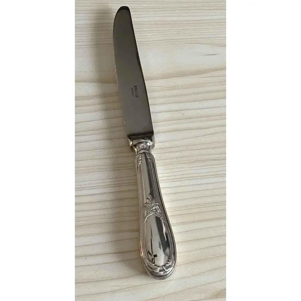 Ercuis France Lauriers Dinner Knife 8.5” Silver Plate Flatware Replacement VTG